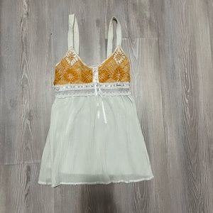 Brazilian handmade yellow crochet baby doll tank top size small